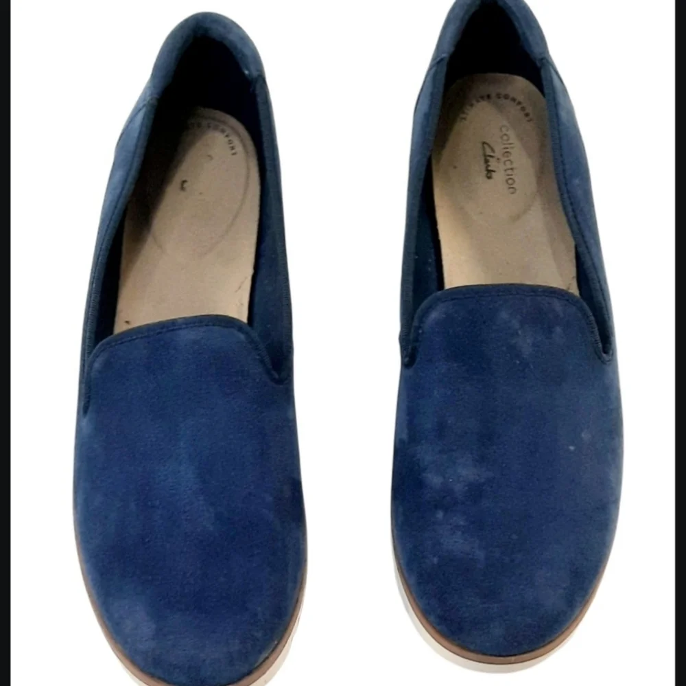 Clarks Serena Brynn Suede Slip Ons - Navy Blue. Womens Sz 12 - Picture 3 of 5
